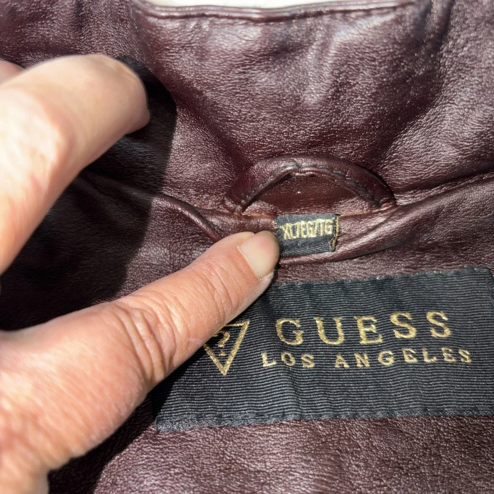 GUESS Los Angeles Women's Faux Leather Moto Jacket Dark Brown Size‎ XL NWT Chic